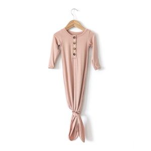 Newborn Buttery Soft Knotted Gown in Dusty Rose
